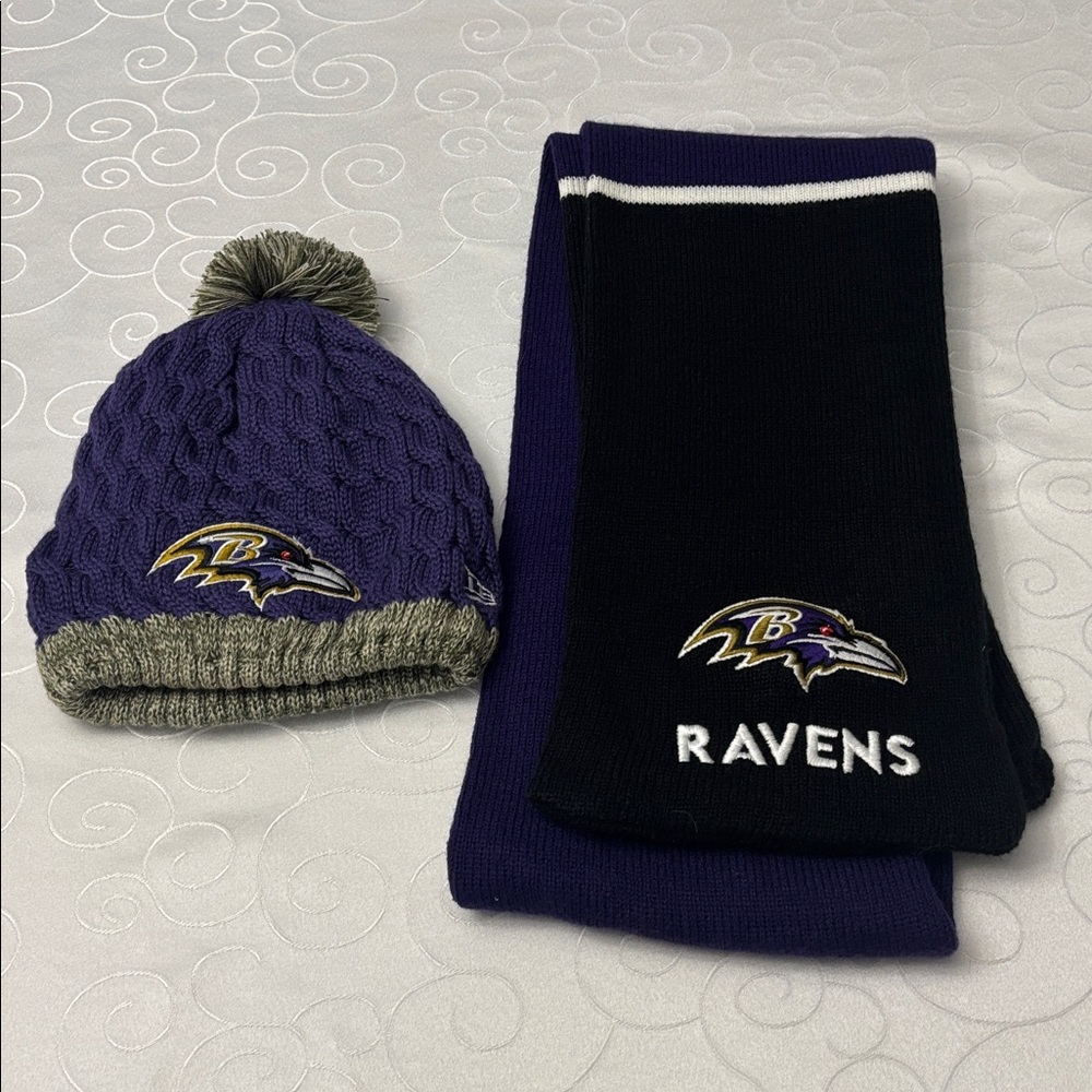 Baltimore Ravens Purple Knit Beanie and Scarf Blokecore Gameday